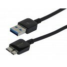 Monoprice - Ultra Slim Series USB 3.0 Cable, A Male to Micro B Male, 3 Ft Black