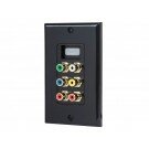 Monoprice - Recessed HDMI Wall Plate, with 1* HDMI F/F Adapter & 6 RCA Connector, Gold Plated BLACK