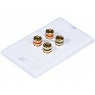 Monoprice High Quality Banana Binding Post Two-Piece Inset Wall Plate for 2 Speakers - Coupler Type 