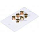 Monoprice High Quality Banana Binding Post Two-Piece Inset Wall Plate for 3 Speakers - Coupler Type