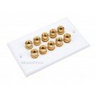 Monoprice High Quality Banana Binding Post Two-Piece Inset Wall Plate for 5 Speakers - Coupler Type