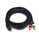 Monoprice 6ft Premium 3.5mm Stereo Male to 2RCA Male 22AWG Cable (Gold Plated) - Black