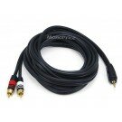 10ft Premium 3.5mm Stereo Male to 2RCA Male 22AWG Cable (Gold Plated) - Black