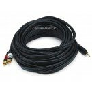Monoprice 25ft Premium 3.5mm Stereo Male to 2RCA Male 22AWG Cable (Gold Plated) - Black