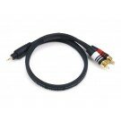 Monoprice - 1.5ft Premium 2.5mm Stereo Male to 2RCA Male 22AWG Cable (Gold Plated) - Black