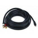Monoprice - 25ft Premium 2.5mm Stereo Male to 2RCA Male 22AWG Cable (Gold Plated) - Black