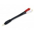Monoprice 7inch Premium 3.5mm Stereo Male to 2RCA Female 22AWG Cable (Gold Plated) - Black