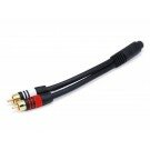 Monoprice - 6inch Premium 3.5mm Stereo Female to 2RCA Male 22AWG Cable (Gold Plated) - Black