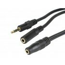 Monoprice - Audio cable for iPad® & smartphones (TRRS male to 1/8" TS female input & 1/8" TRS female output) - 1 Foot