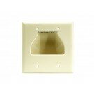 Monoprice 2-Gang Recessed Low Voltage Cable Wall Plate - Ivory