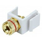 Monoprice - Keystone Jack - Banana Jack w/Red Ring (Solder Type) - White