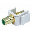 Monoprice Keystone Jack - Modular RCA w/Green Center (White)
