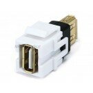 Monoprice Keystone Jack - USB 2.0 A Female to A Female Coupler Adapter, Flush Type (White)