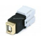 Monoprice Keystone Jack - USB 2.0 B Female to B Female Coupler Adapter, Flush Type (White)