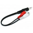 Monoprice 6inch 3.5mm Stereo Plug/2 RCA Jack Cable - Black 3.5mm to RCA Audio Cable