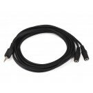 Monoprice - 6ft 3.5mm Stereo Plug/Two 3.5mm Stereo Jack Cable - Black Splitter 