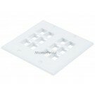 Monoprice 2-Gang Wall Plate for Keystone, 12 Hole - White