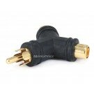 Monoprice RCA Plug to 2 RCA Jack Splitter Adaptor - Gold Plated (Y type)