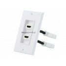 Monoprice Two-Piece Inset Wall Plate with 4 Inch Built-in Flexible High Speed HDMI® Cable With Ethernet - Dual Port (2P)