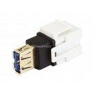 Monoprice Keystone Jack - USB 3.0 A Female to A Female Coupler Adapter, Flush Type (White)