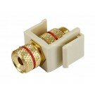 Monoprice Keystone Jack - Banana Jack w/Red Ring (Screw Type) - Ivory