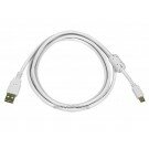 Monoprice 6ft USB 2.0 A Male to Mini-B 5pin Male 28/24AWG Cable w/ Ferrite Core (Gold Plated) - WHITE