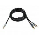 Monoprice - 6ft Designed for Mobile 3.5mm Stereo Male to RCA Stereo Male (Gold Plated) - Black
