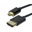 Monoprice Ultra Slim 10ft 36AWG High Speed w/ Ethernet Micro-HDMI (Type D) to HDMI (Type A) w/Redmere Cable - Black