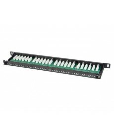 Monorprice SpaceSaver 19" Half-U UTP Cat6A Horizontal 180° Patch Panel, 24 Ports, Dual IDC