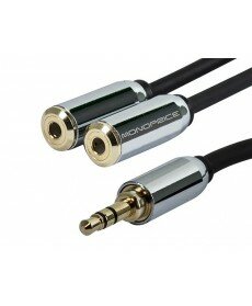 Monoprice Designed for Mobile 6ft 3.5mm Stereo Plug/Two 3.5mm Stereo Jack Cable - Black