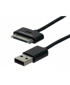 Monoprice 4-inch SlimFit USB Sync Cable for all 30-pin iPad® iPhone®, and iPod® - Black