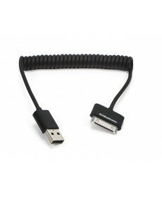 Monoprice 1ft to 3ft Coiled Charge and Sync Cable for all 30-pin iPad®, iPhone®, and iPod® - Black