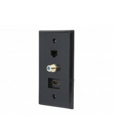 Monoprice - Recessed HDMI Wall Plate, with 1* HDMI F/F Adapter, 1*RJ45 Cat5e Coupler & 1* F Connector, Gold Plated BLACK