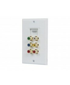 Monoprice - Recessed HDMI Wall Plate, with 1* HDMI F/F Adapter & 6 RCA Connector, Gold Plated -White 
