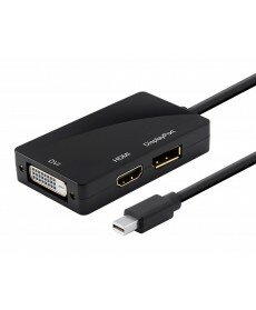Monoprice - Mini DisplayPort 1.1 to HDMI®, DVI & DisplayPort Adapter, Black