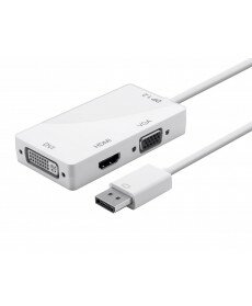 Monoprice - DisplayPort 1.2a to 4K HDMI®, Dual Link DVI, and VGA Passive Adapter, White