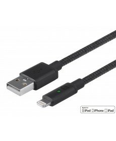 Monoprice - Luxe Series Apple® MFi Certified Lightning™ to USB Charge & Sync Cable, 6ft Black