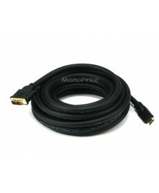 Monoprice 25ft 24AWG CL2 Standard HDMI to DVI Adapter Cable - Black