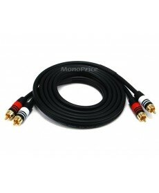 6ft Premium 2 RCA Plug/2 RCA Plug M/M 22AWG Cable - Black