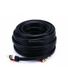 Monoprice 50ft Premium 2 RCA Plug/2 RCA Plug M/M 22AWG Cable - Black 