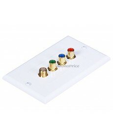 Monoprice 3 RCA Component / F Connector Two-Piece Inset Wall Plate (RGB Component + F Connector) - Coupler Type