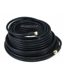 Monoprice 50ft RG6 (18AWG) 75Ohm, Quad Shield, CL2 Coaxial Cable with F Type Connector - Black