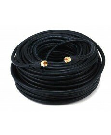 Monoprice - 100ft RG6 (18AWG) 75Ohm, Quad Shield, CL2 Coaxial Cable with F Type Connector - Black
