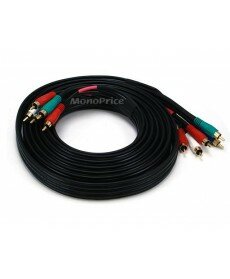 Monoprice 12ft 22AWG 5-RCA Component Video/Audio Coaxial Cable (RG-59/U) - Black