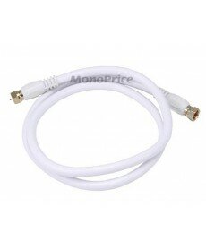 Monoprice 3ft RG6 (18AWG) 75Ohm, Quad Shield, CL2 Coaxial Cable with F Type Connector - White