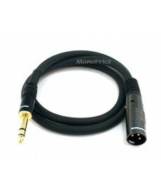Monoprice 3ft Premier Series XLR Male to 1/4in TRS Male Cable, 16AWG (Gold Plated)