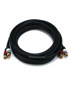 Monoprice 15ft Premium 2 RCA Plug/2 RCA Plug M/M 22AWG Cable - Black