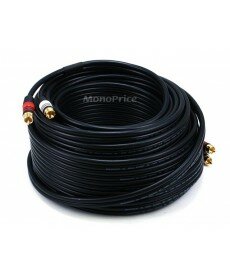 Monoprice 75ft Premium 2 RCA Plug/2 RCA Plug M/M 22AWG Cable - Black
