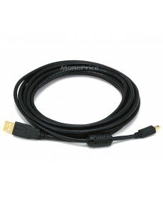 15ft USB 2.0 A Male to Mini-B 5pin Male 28/24AWG Cable w/ Ferrite Core (Gold Plated)