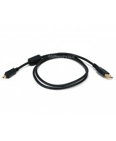 3ft USB 2.0 A Male to Mini-B 4pin Male 28/24AWG Cable w/ Ferrite Core (Gold Plated)